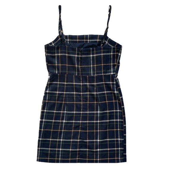 Forever 21 Navy Plaid Jumper Dress, L - Picture 3 of 9
